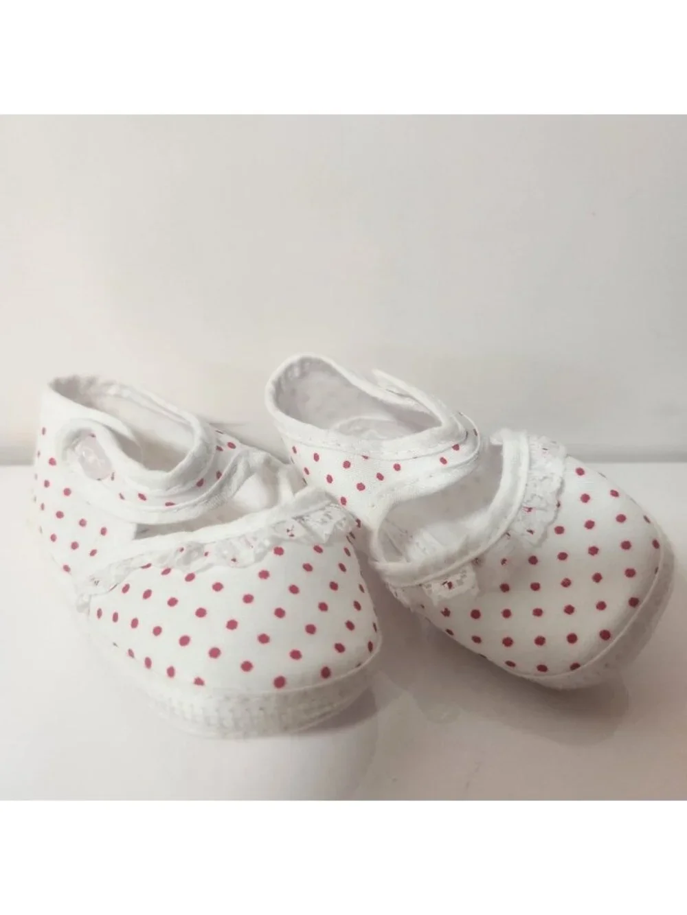 Vintage Darling Baby‎ Shoes Red Polka Dot Mary Jane Lace Trim Size 1 New In Box